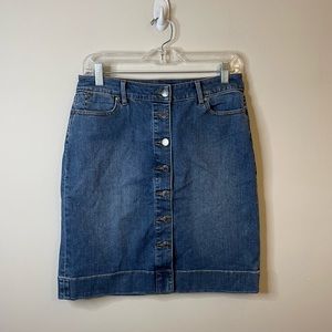 Talbots Button Front Denim Midi Skirt